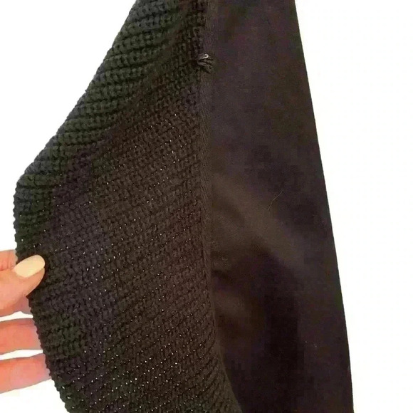 Dana Buchman Open Front Cardigan Flutter Lapel Size M/L Black Lightweight Fall - Picture 7 of 9